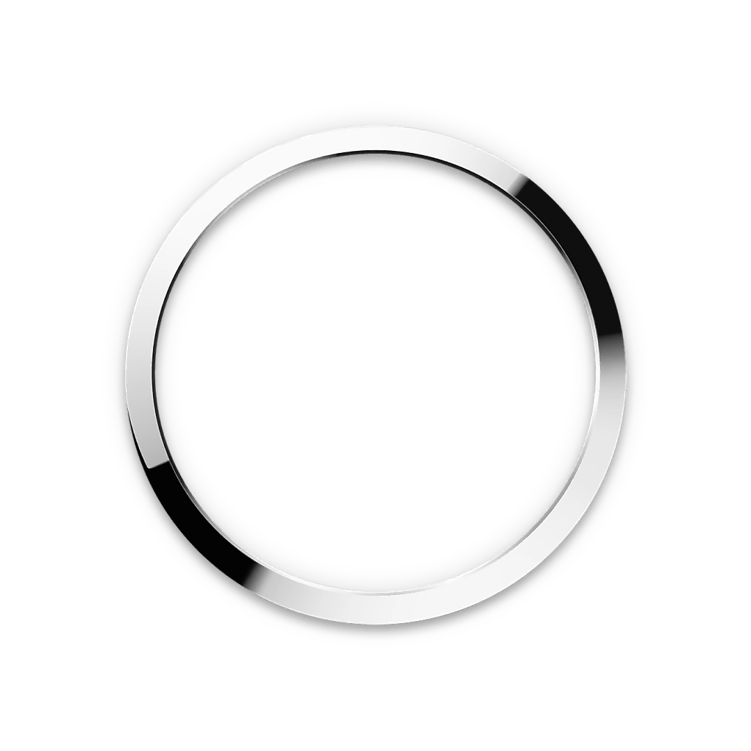 Steel Rolex Explorer bezel on a transparent background.
