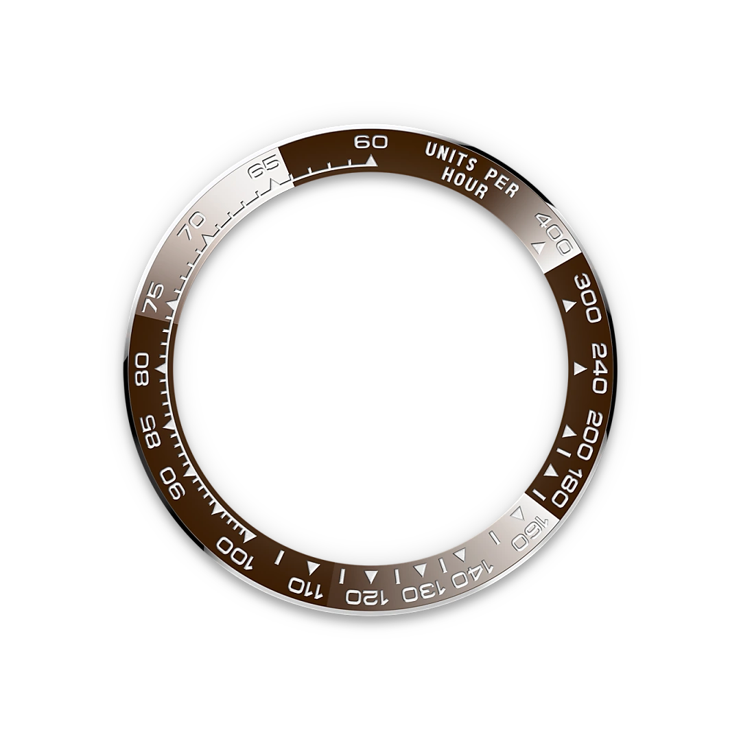 Brown Rolex Cosmograph Daytona bezel on a transparent background.