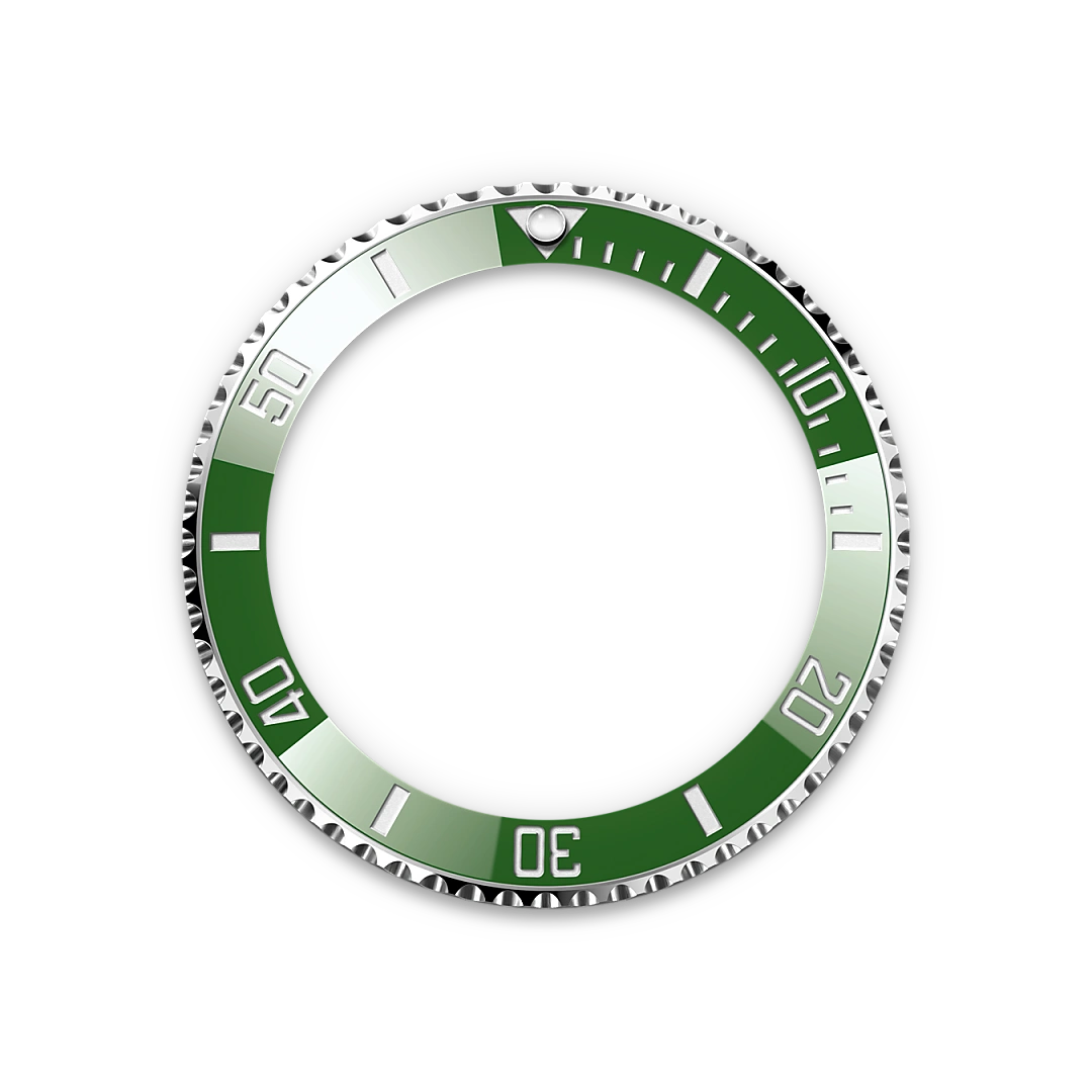 Green Rolex Submariner bezel on a transparent background.