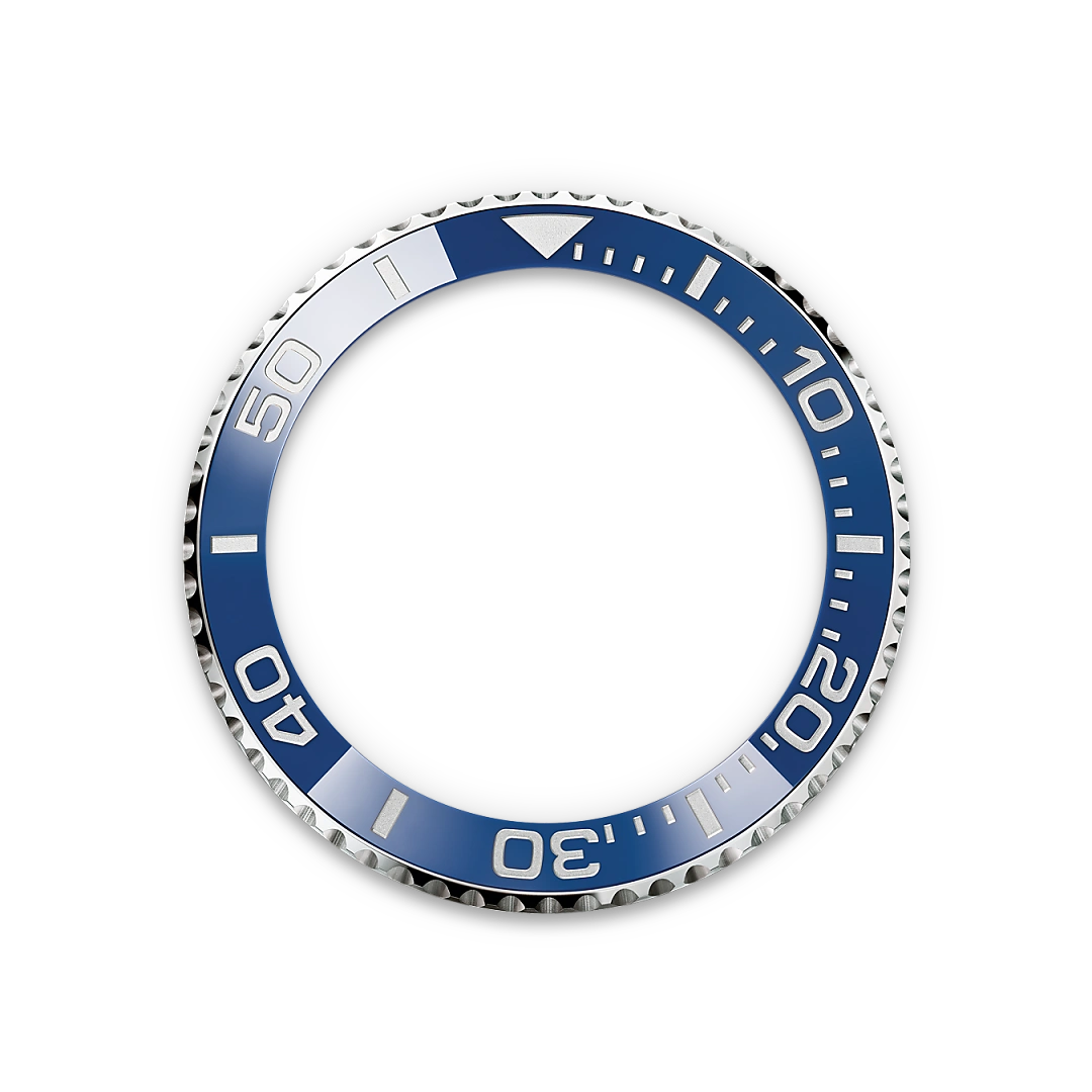 Steel & blue Rolex Yacht-Master II bezel on a transparent background.