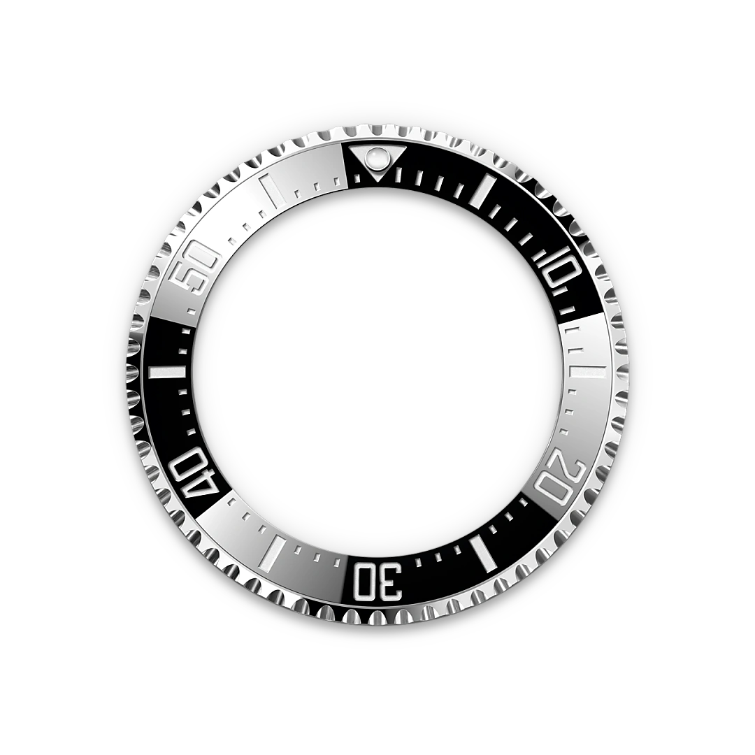 Black Rolex Deepsea bezel on a transparent background.