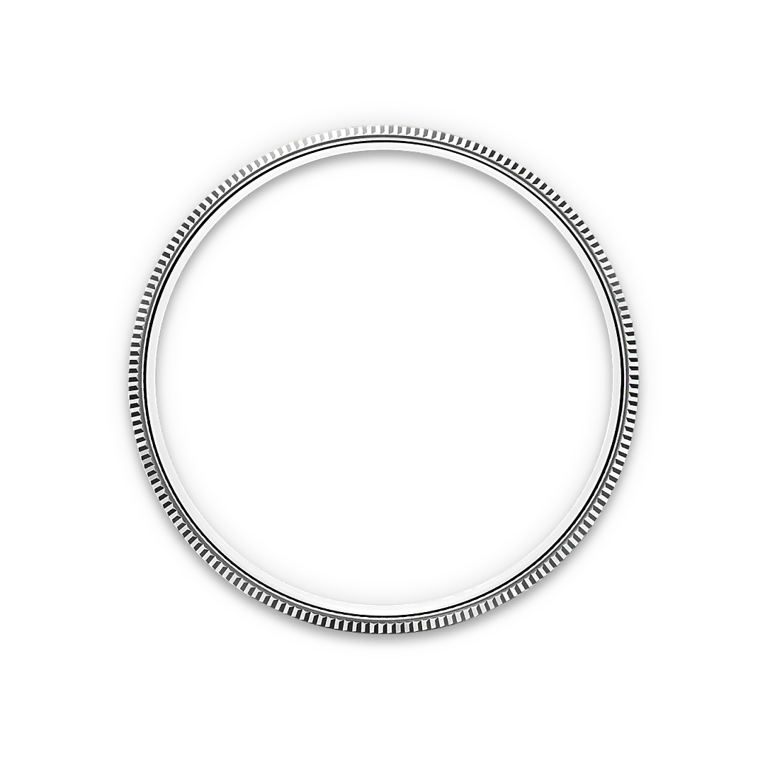 White-gold Rolex 1908 bezel on a transparent background.