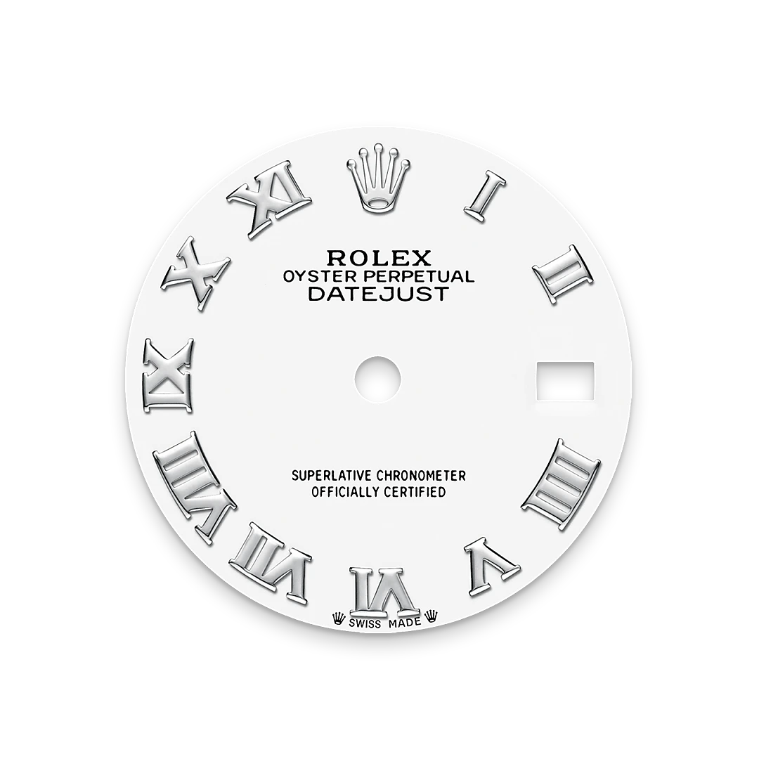 White Rolex Lady-Datejust dial on a transparent background.