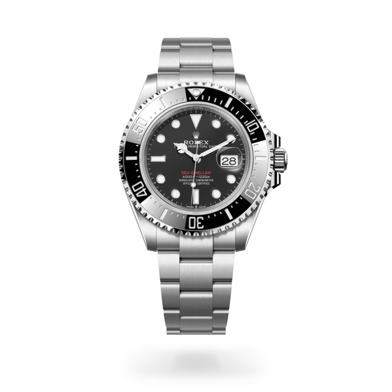 Rolex Sea-Dweller with 43mm Oystersteel case, Oyster bracelet & black dial.