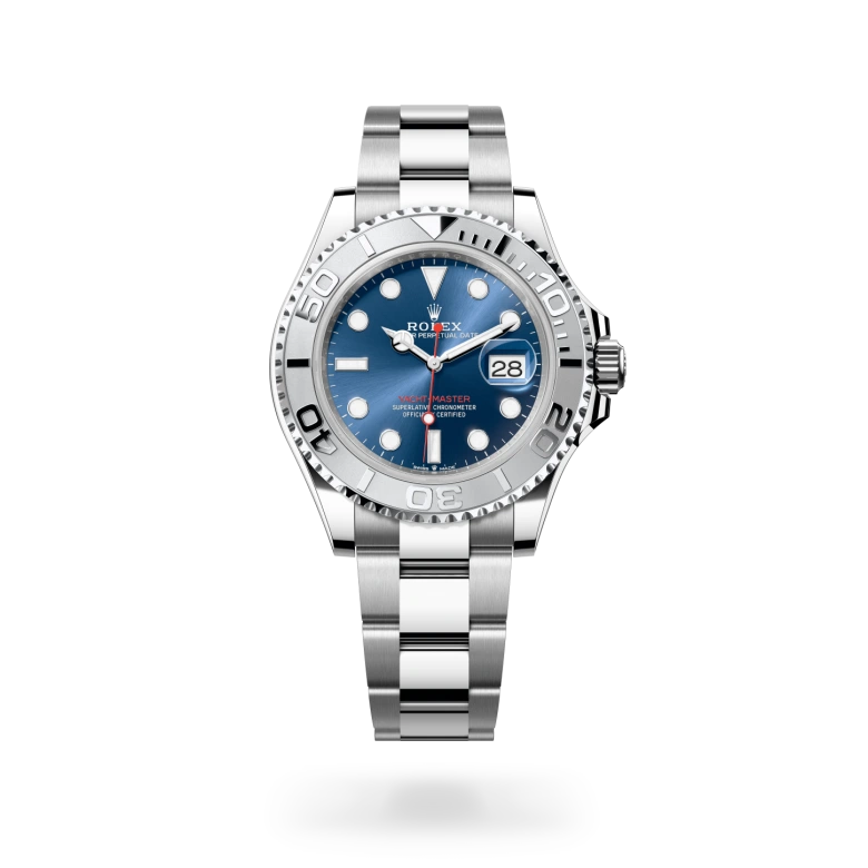 Rolex Yacht-Master with 40mm Oystersteel and platinum case, Oyster bracelet & blue dial.