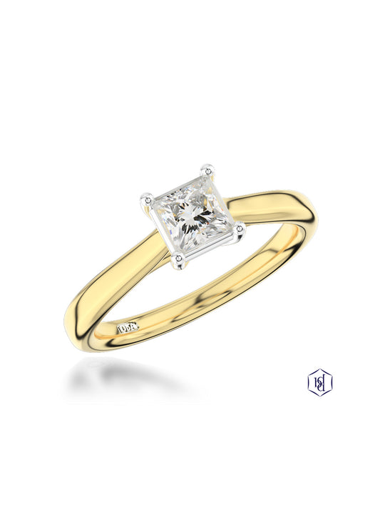 Classic Princess 0.50ct Diamond Princess Cut Solitaire Ring in 18ct Yellow Gold