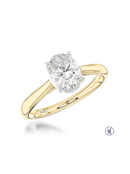 Classic Oval 1.01ct Diamond Oval Cut Solitaire Ring in 18ct Yellow Gold
