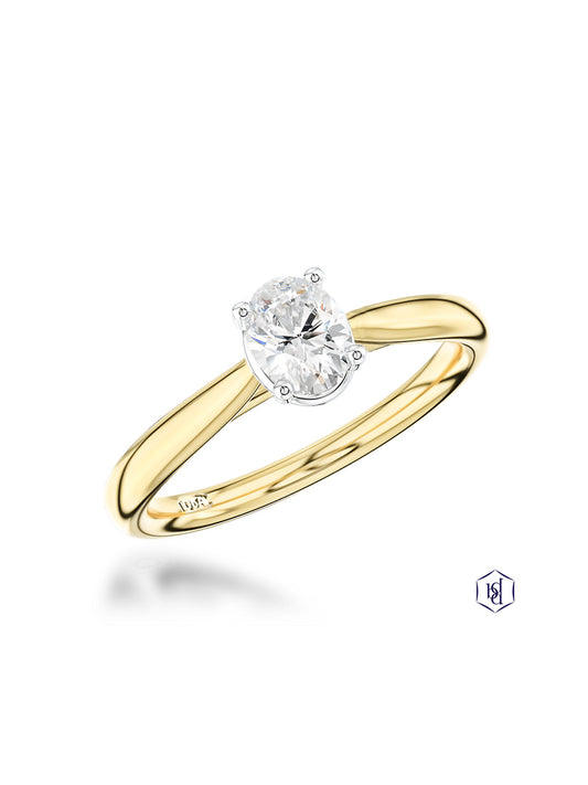 Classic Oval 0.31ct Diamond Oval Cut Solitaire Ring in 18ct Yellow Gold