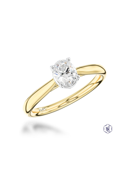 Classic Oval 0.50ct Diamond Oval Cut Solitaire Ring in 18ct Yellow Gold