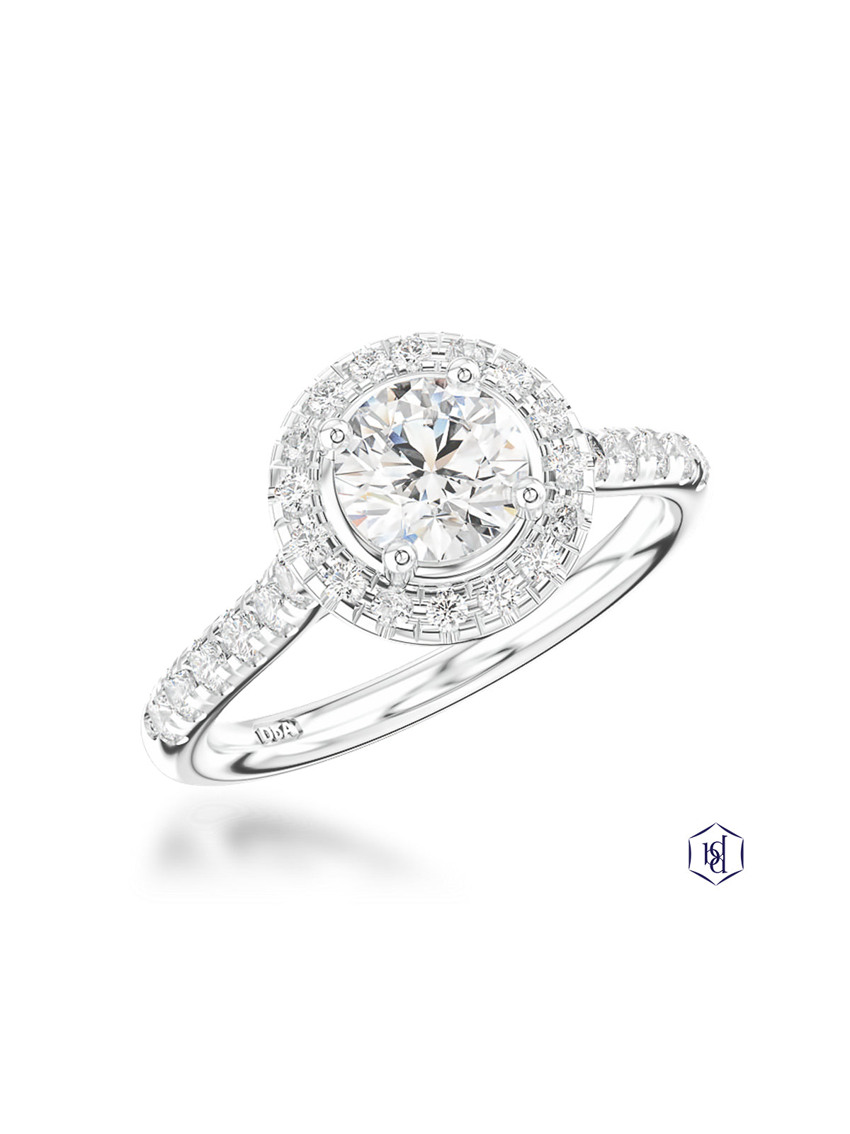 Skye Diamond Halo Ring with 0.25ct Round Brilliant Centre & 0.26ct Diamond Halo and Shoulders in Platinum (Copy)