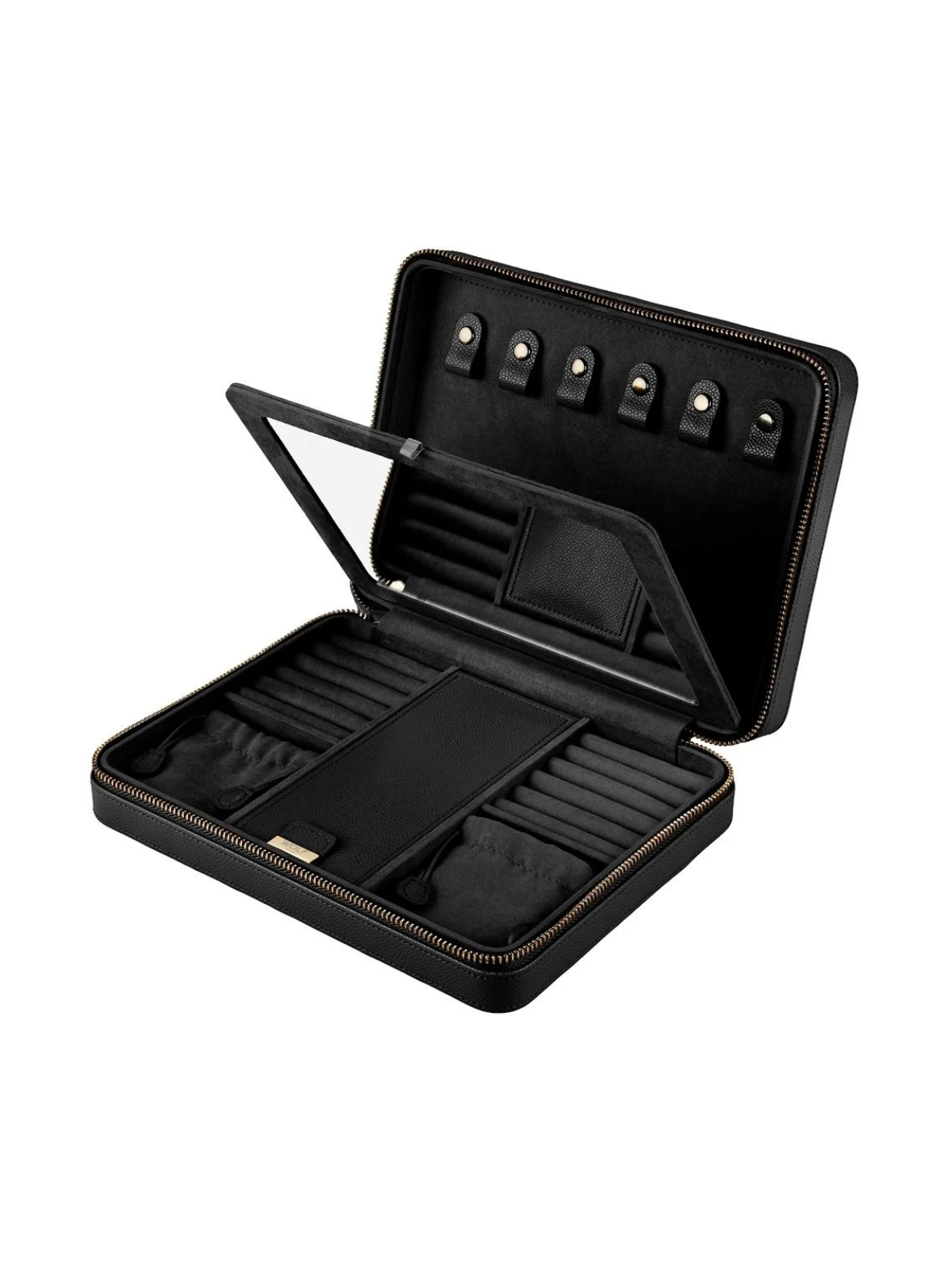 WOLF Lauren Large Zip Jewellery Case - Black