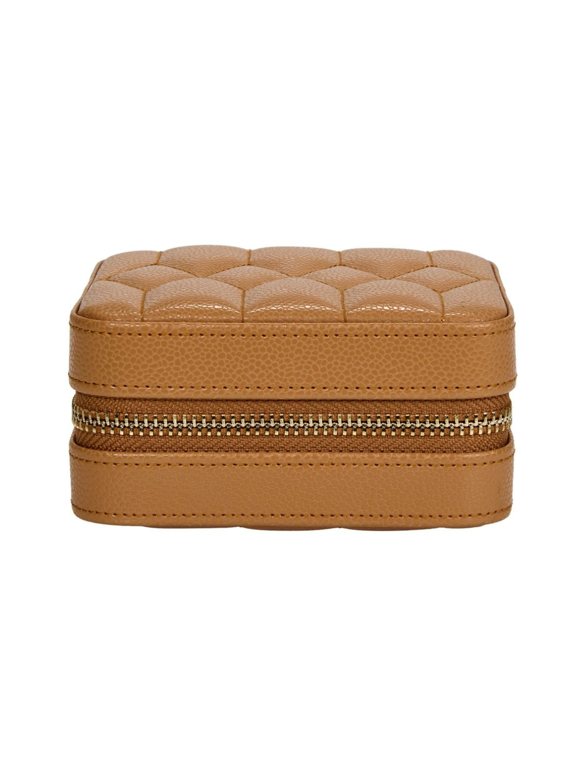 WOLF Lauren Zip Jewellery Travel Case - Caramel