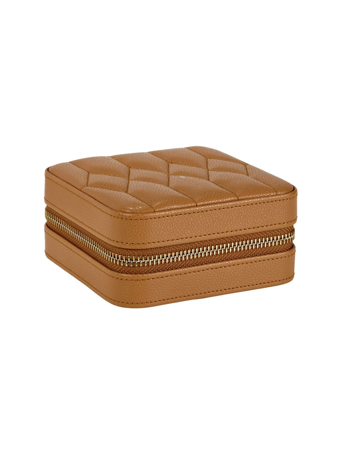 WOLF Lauren Zip Jewellery Travel Case - Caramel