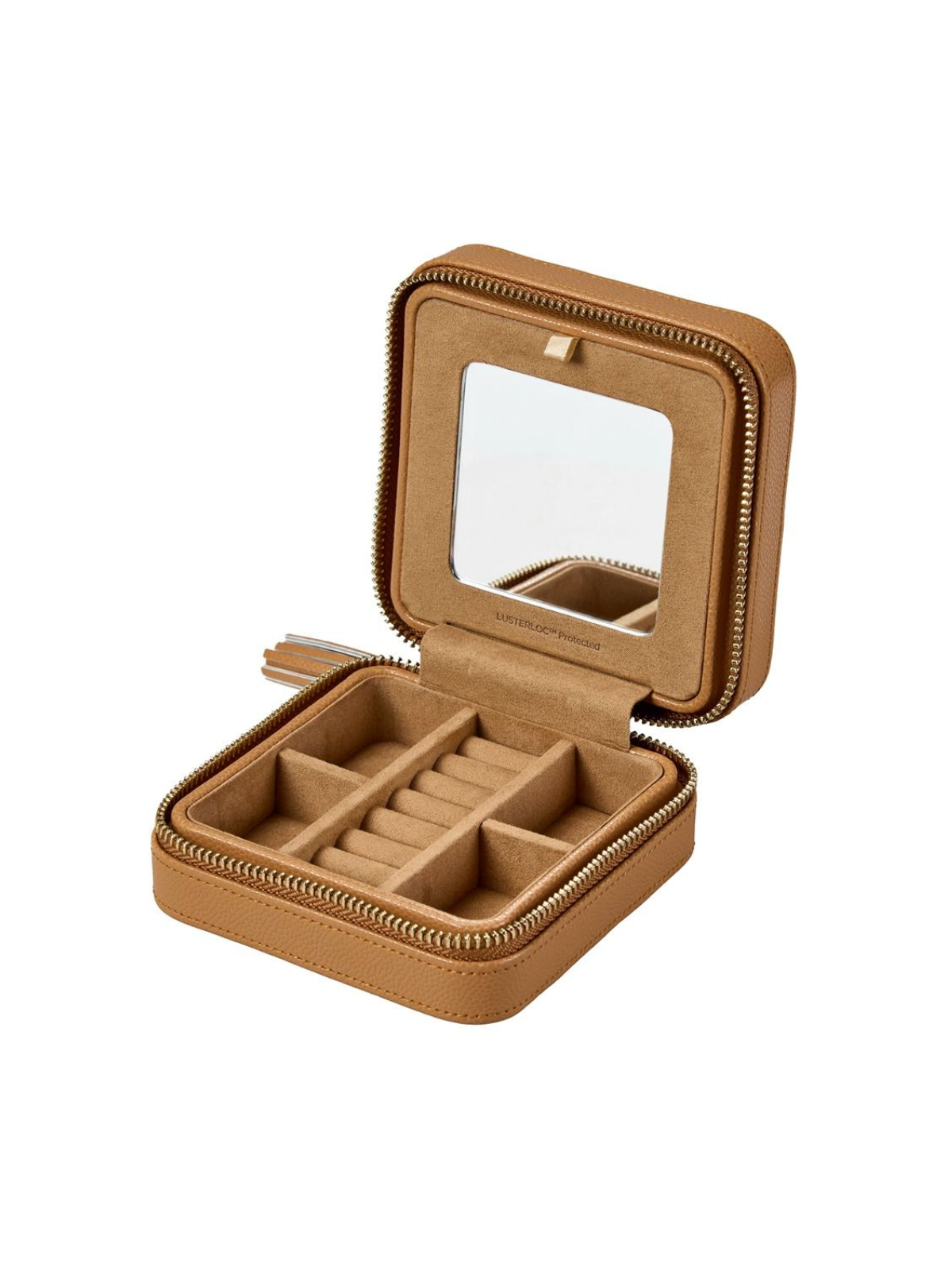 WOLF Lauren Zip Jewellery Travel Case - Caramel