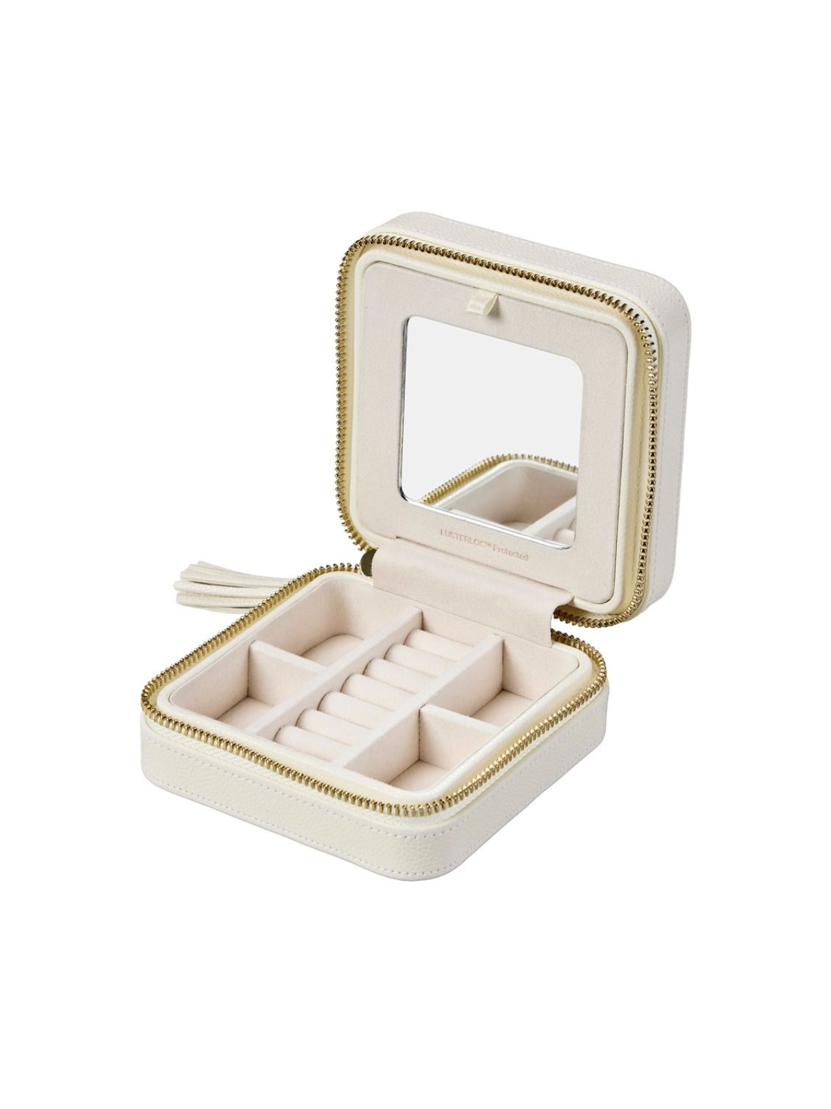 WOLF Lauren Zip Jewellery Travel Case - Ivory