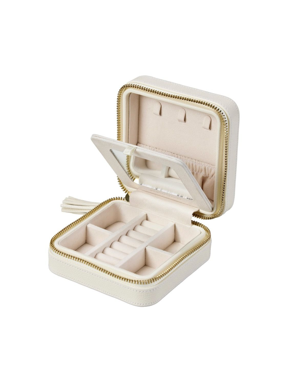 WOLF Lauren Zip Jewellery Travel Case - Ivory