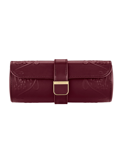 Wolf x Liberty Ianthe Triple Watch Roll - Burgundy *Online Exclusive*