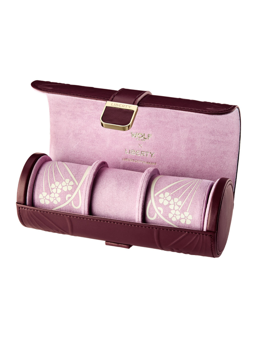Wolf x Liberty Ianthe Triple Watch Roll - Burgundy *Online Exclusive*