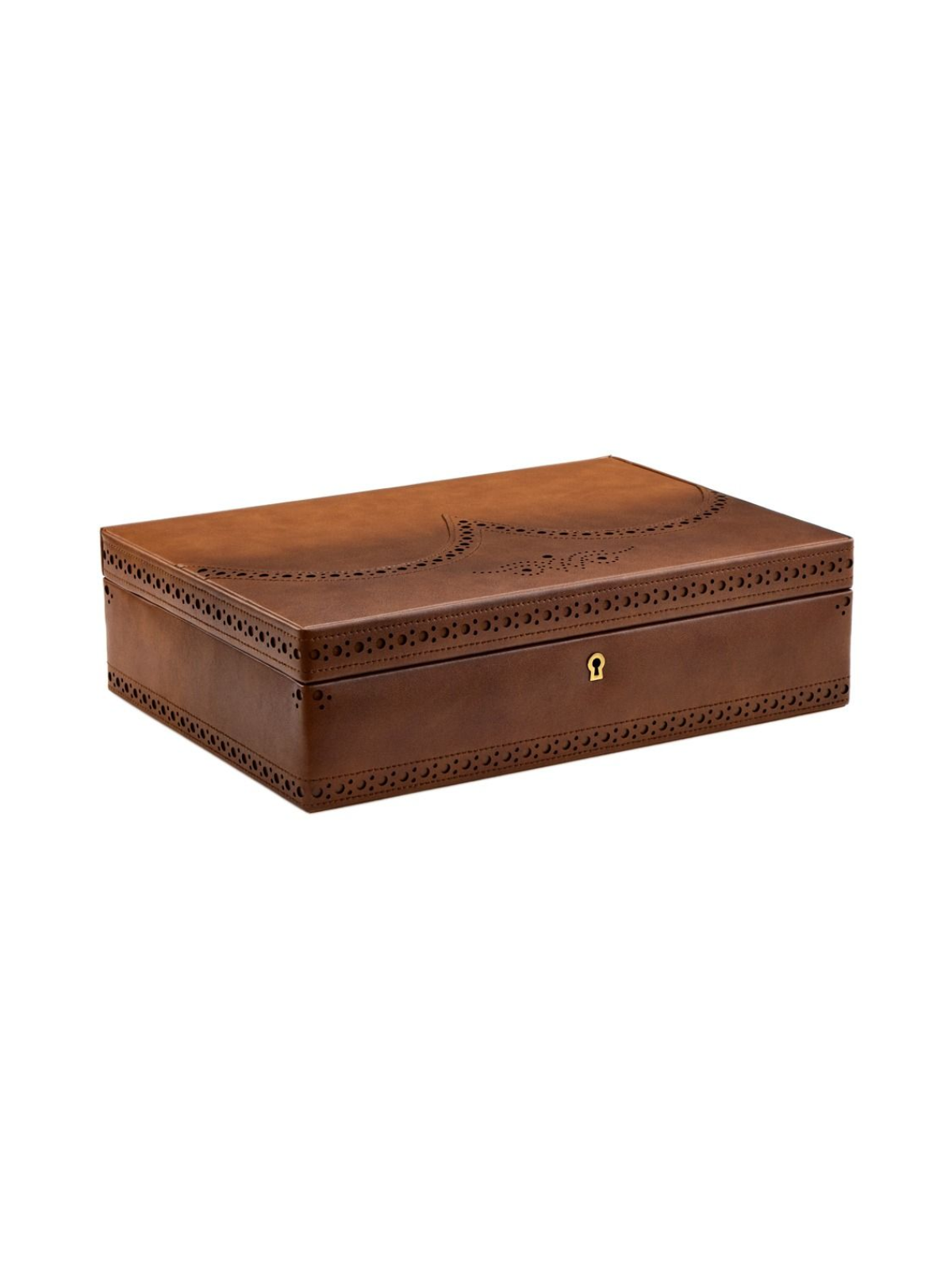 WOLF Brogue 10 Piece Watch Box - Burnished Brown