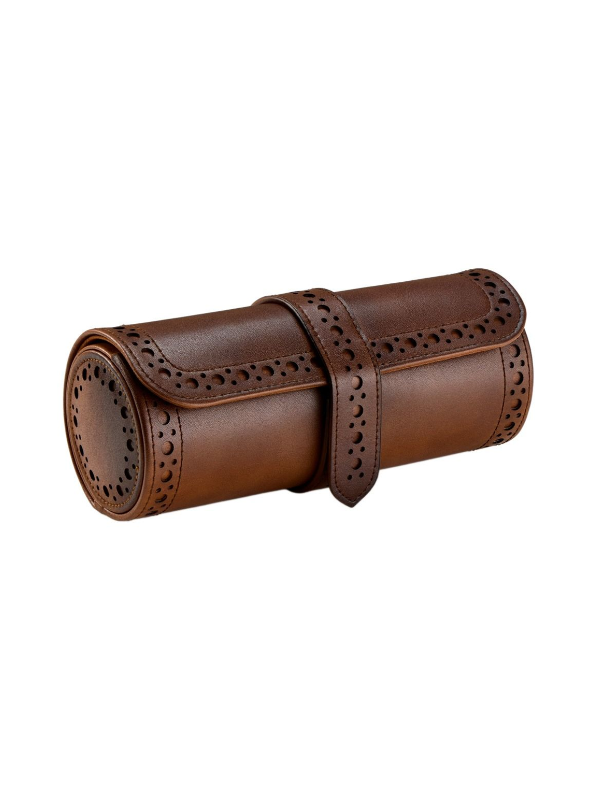 WOLF Brogue Triple Watch Roll - Burnished Brown