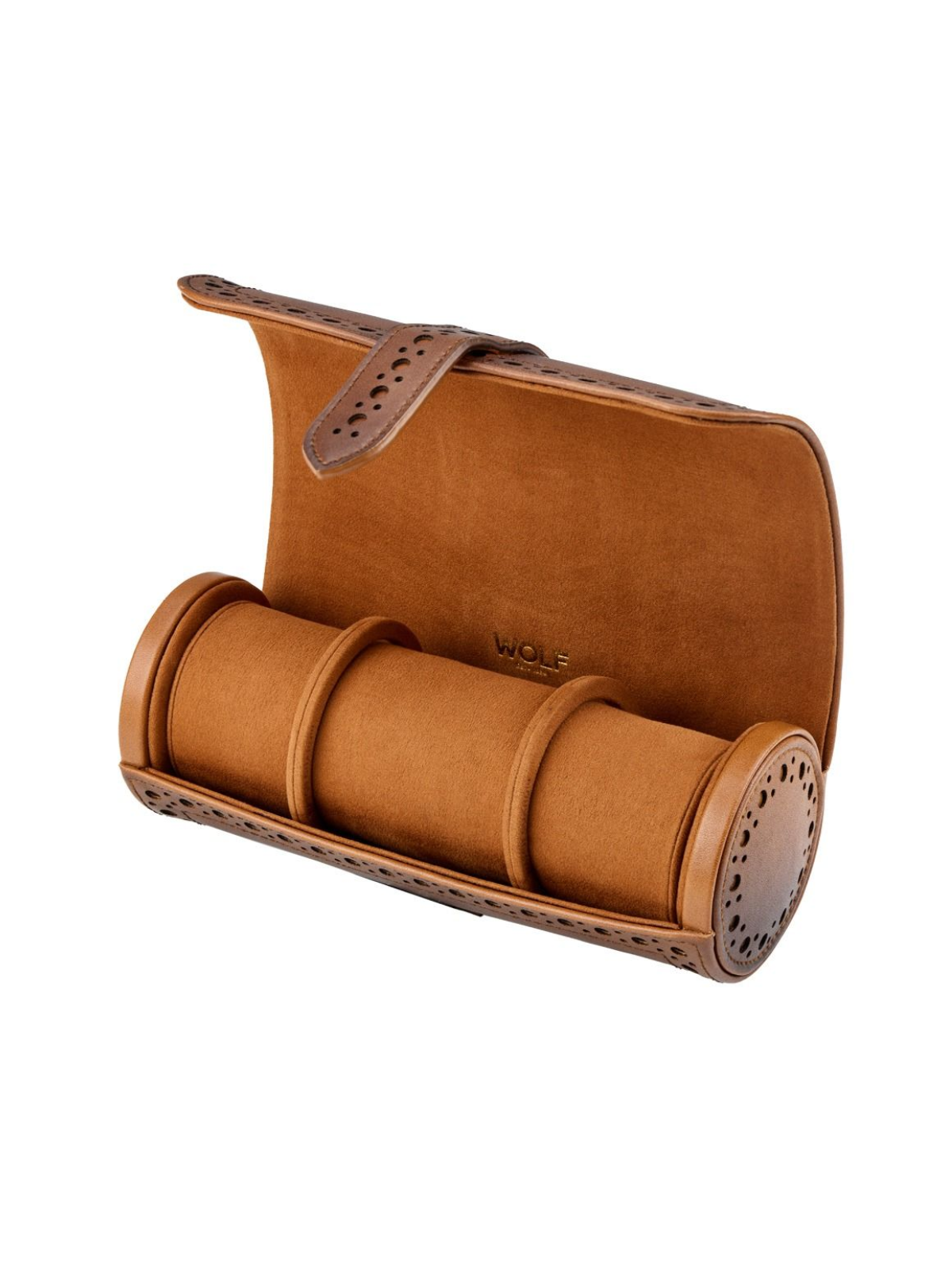 WOLF Brogue Triple Watch Roll - Burnished Brown