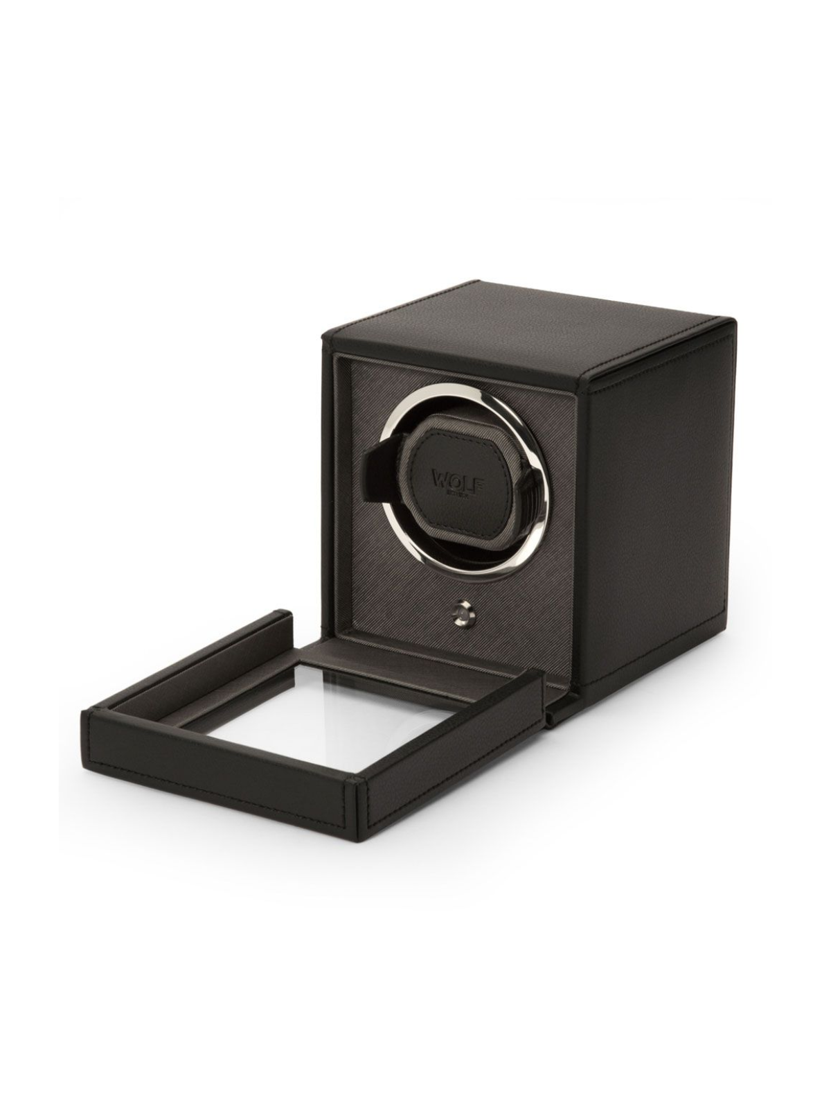 WOLF Cub Single Watch Winder with Cover - Black