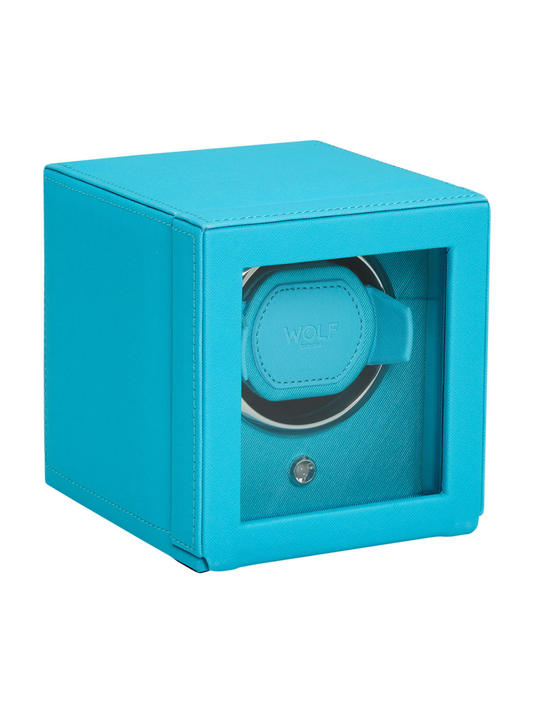 Wolf Cub Single Watch Winder with Cover - Turquoise *Online Exclusive*