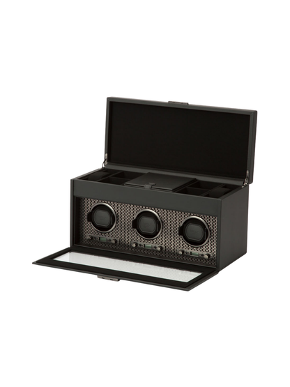 Wolf Axis Triple Watch Winder with Storage - Powder Coat *Online Exclusive*