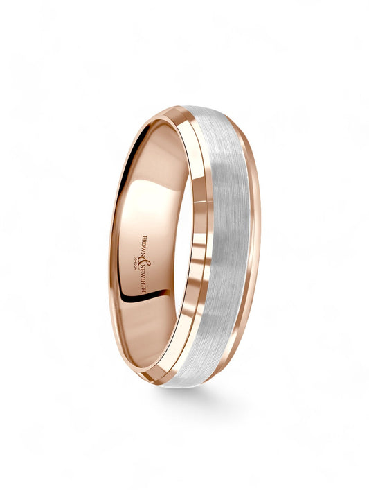 6mm 18ct Rose & White Gold Wedding Ring