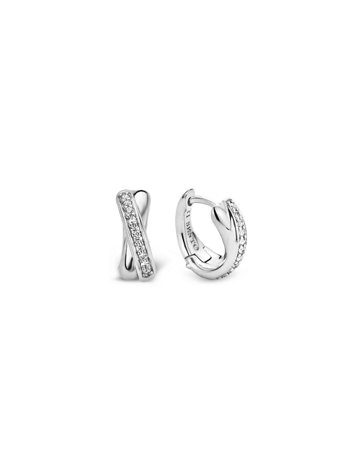 Ti Sento Zirconia Crossover Hoop Earrings 7667ZI