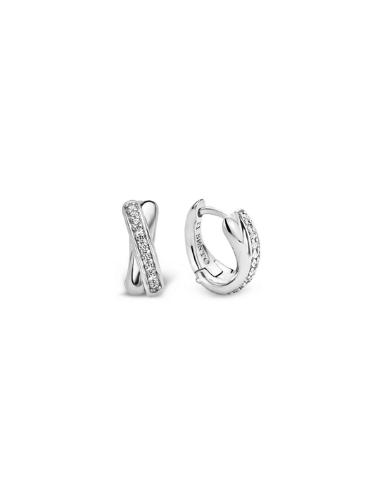 Ti Sento Zirconia Crossover Hoop Earrings 7667ZI