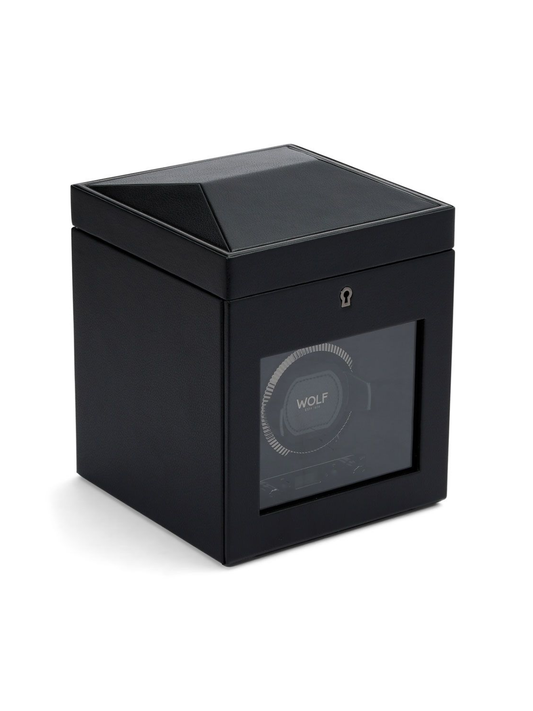 WOLF British Racing Single Watch Winder with Storage - Black