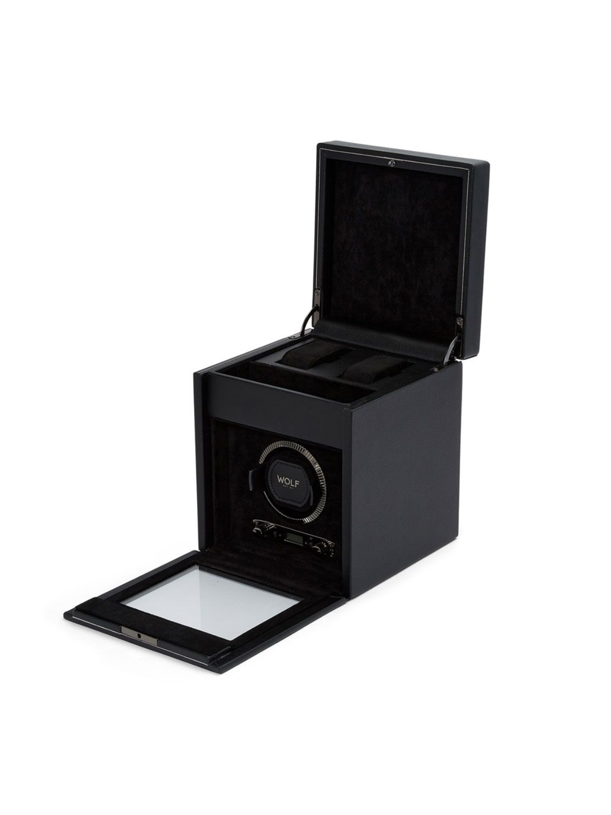 WOLF British Racing Single Watch Winder with Storage - Black