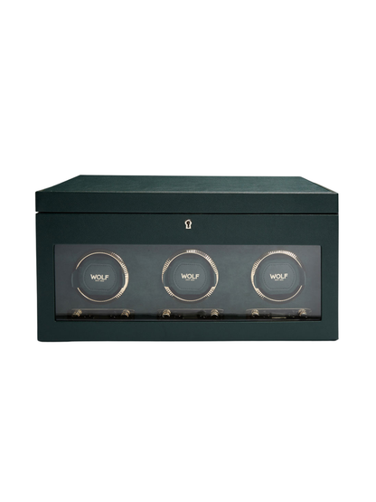Wolf British Racing Triple Watch Winder - Green *Online Exclusive*
