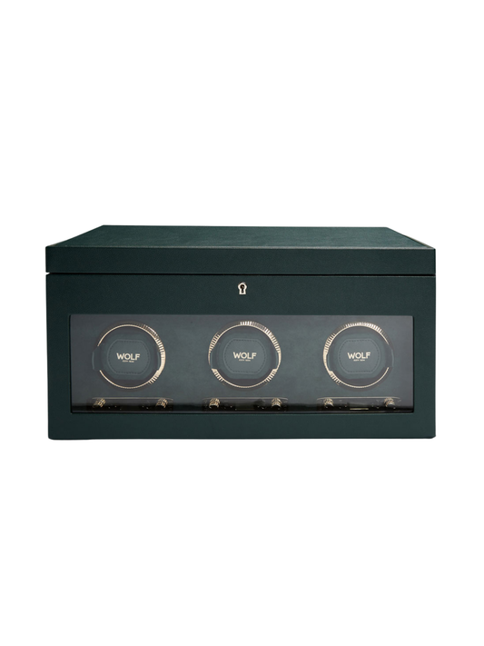 Wolf British Racing Triple Watch Winder - Green *Online Exclusive*