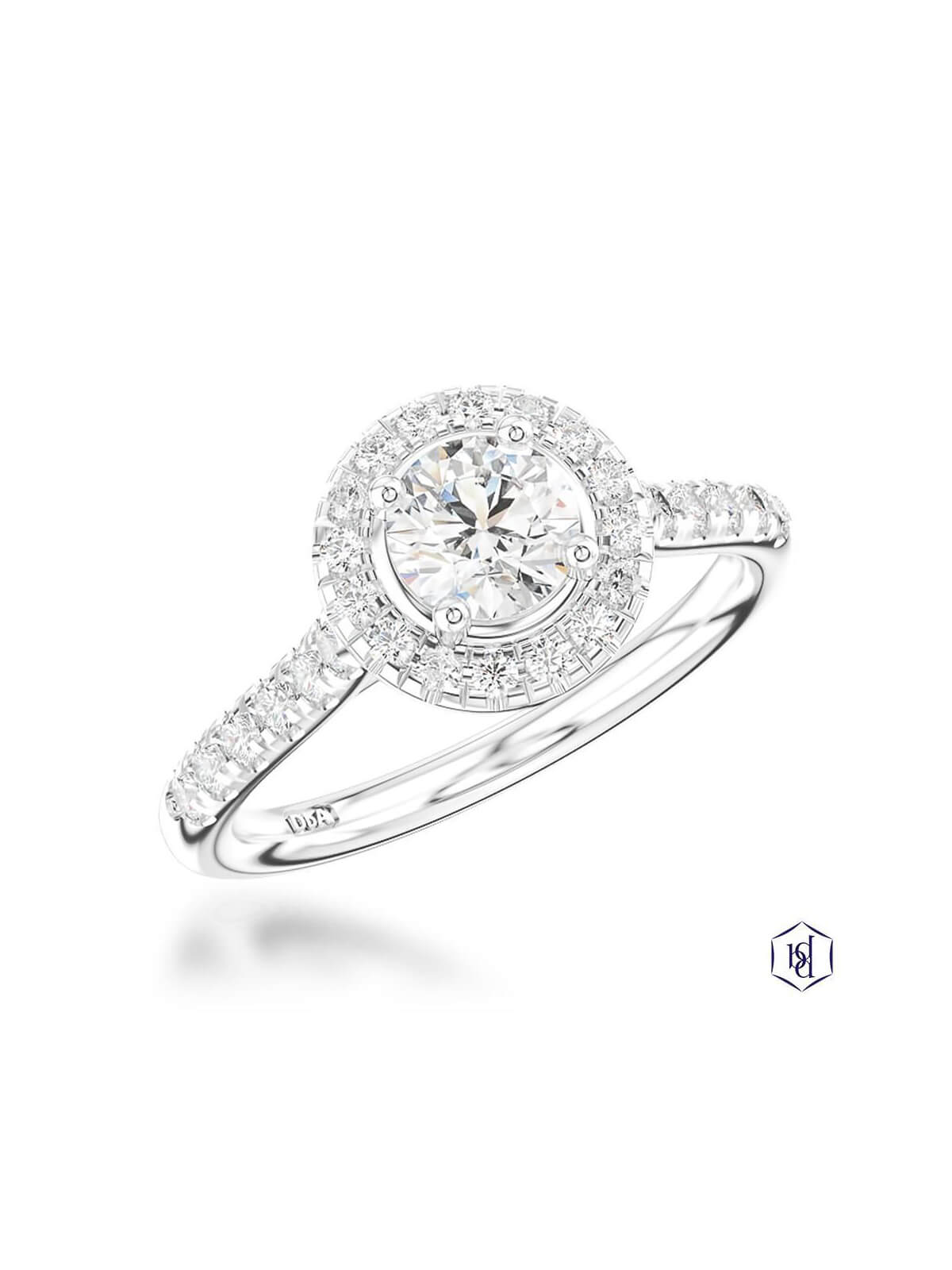 Skye Diamond Halo Ring in Platinum