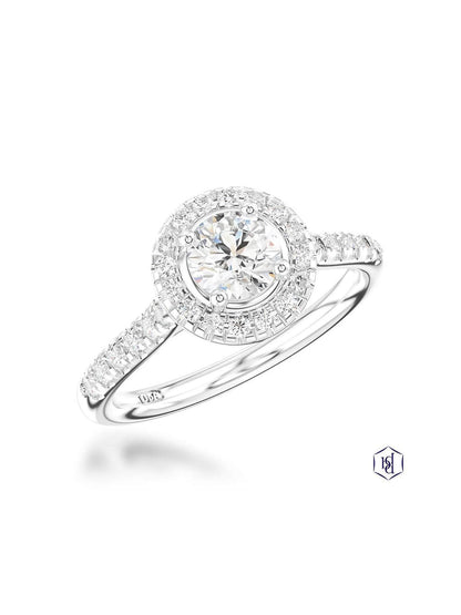 Skye Diamond Halo Ring in Platinum