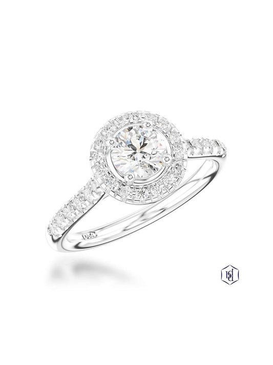 Skye Diamond Halo Ring in Platinum