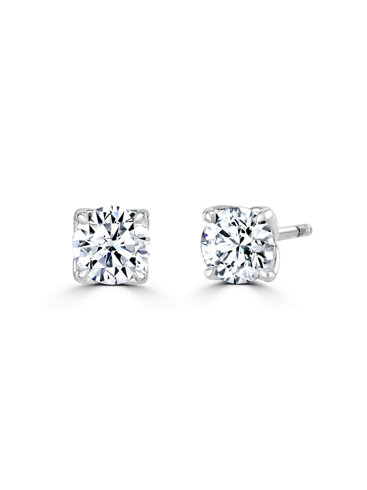 Lab Grown Diamond 0.50ct (approx) Round Brilliant Cut Solitaire Stud Earrings in 9ct White Gold