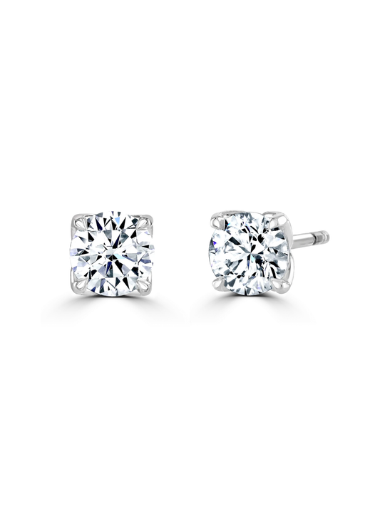 Lab Grown Diamond 0.75ct (approx) Round Brilliant Cut Solitaire Stud Earrings in 9ct White Gold