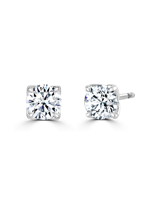 Lab Grown Diamond 1.00ct (approx) Round Brilliant Cut Solitaire Stud Earrings in 9ct White Gold