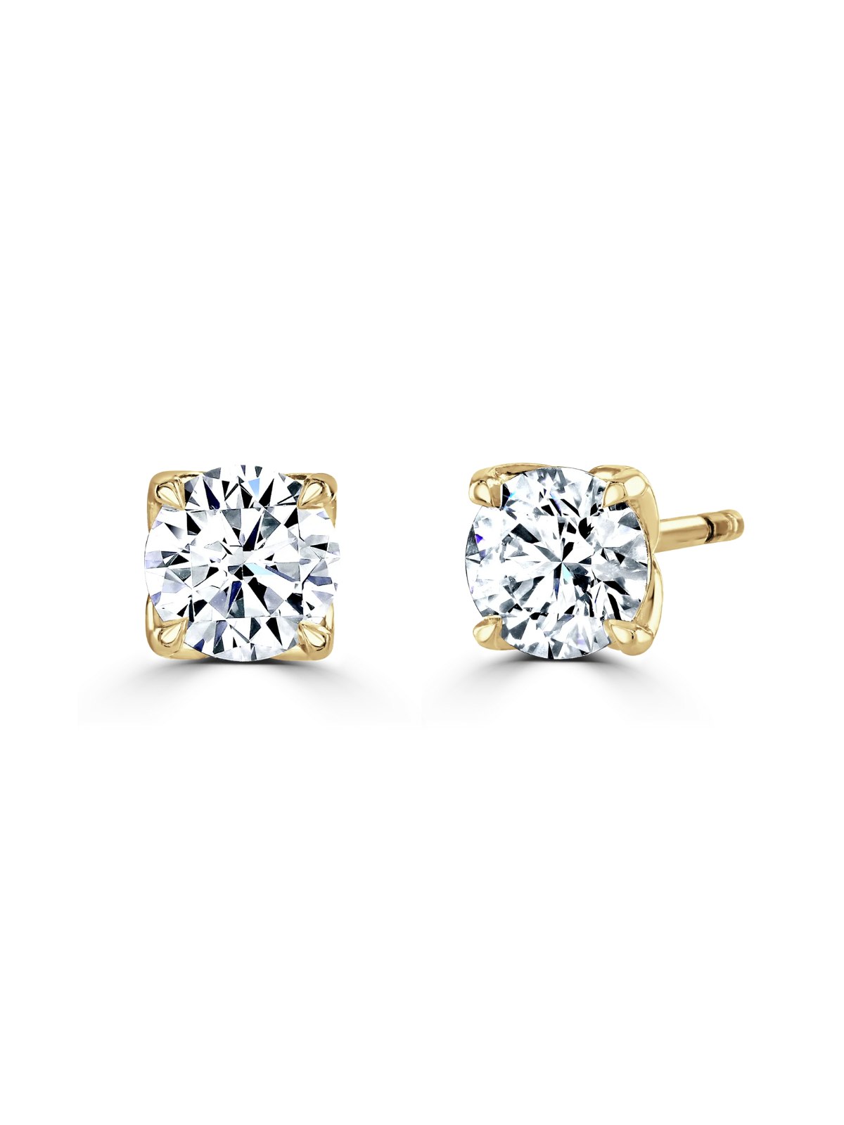 Lab Grown Diamond 1.00ct (approx) Round Brilliant Cut Solitaire Stud Earrings in 9ct Yellow Gold