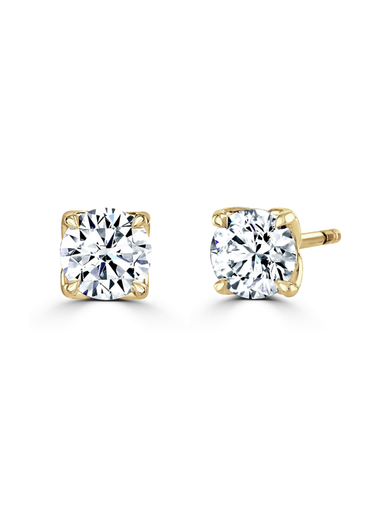 Lab Grown Diamond 1.50ct (approx) Round Brilliant Cut Solitaire Stud Earrings in 9ct Yellow Gold