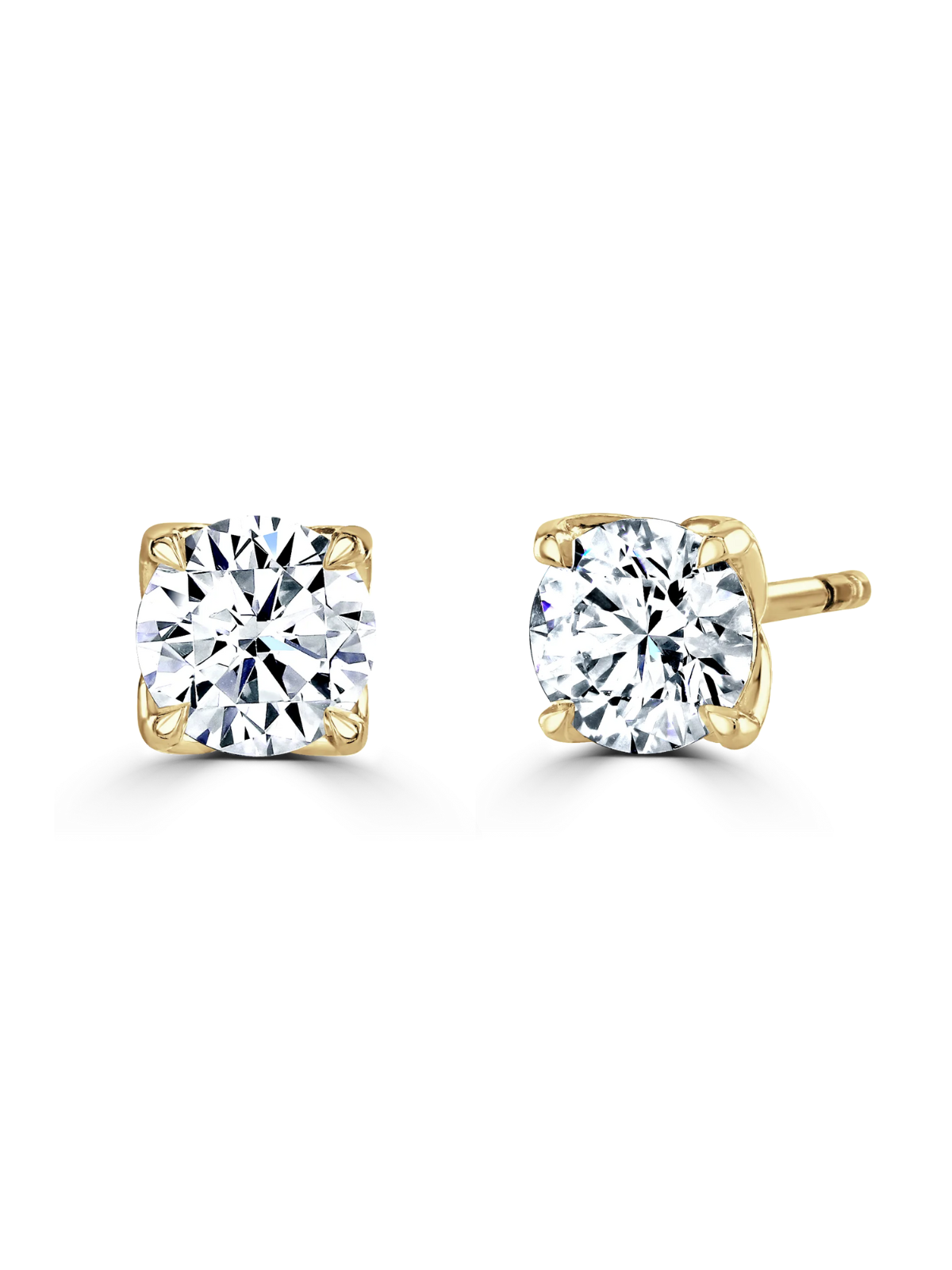 Lab Grown Diamond 2.00ct (approx) Round Brilliant Cut Solitaire Stud Earrings in 9ct Yellow Gold