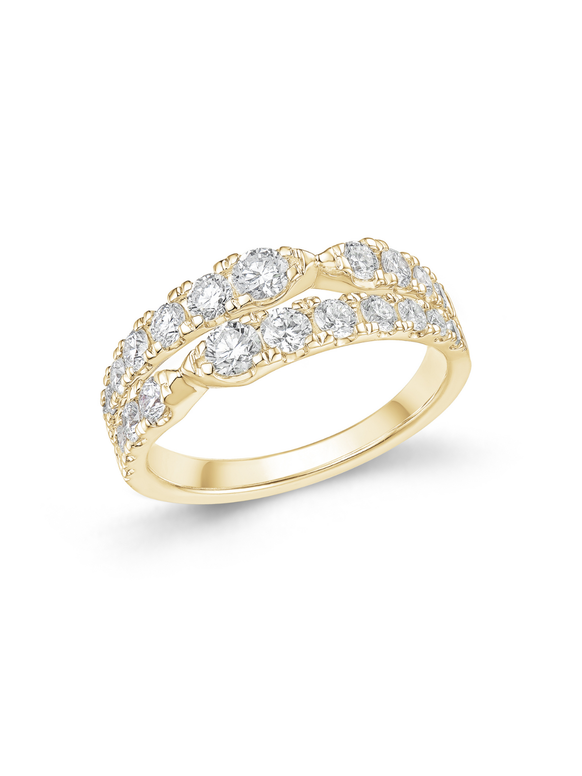 Lab Grown Diamond 1.10ct Round Brilliant Cut Double Row Ring in 9ct Yellow Gold