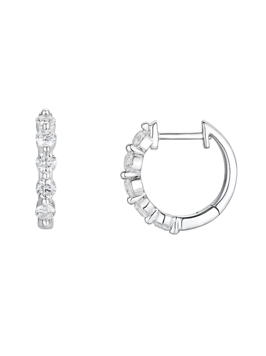 Lab Grown Diamond Hoop Earrings 0.56ct Round Brilliant Cut in 9ct White Gold