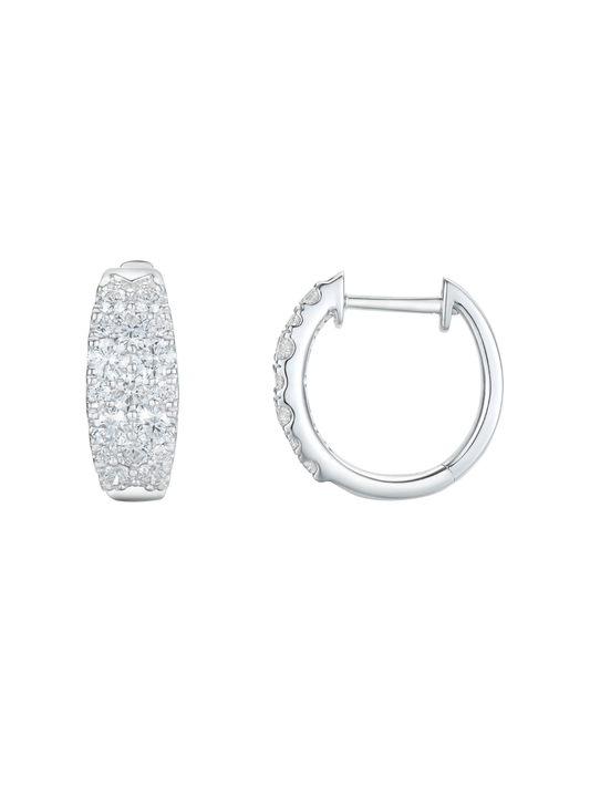 Lab Grown Diamond Hoop Earrings 1.28ct Round Brilliant Cut in 9ct White Gold