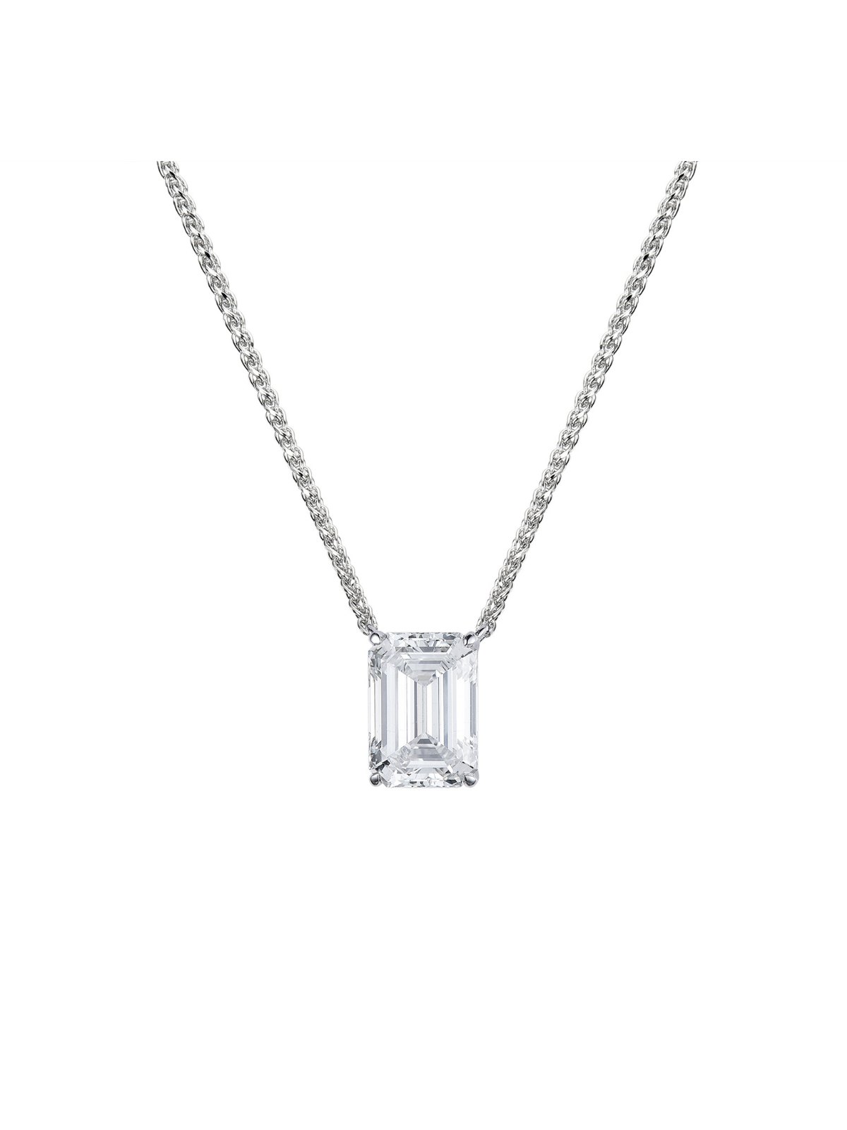 Lab Grown Diamond Pendant 2.04ct Emerald Cut in 9ct White Gold