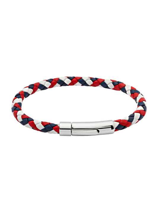 Unique & Co. 21cm Red, White & Blue Leather Bracelet