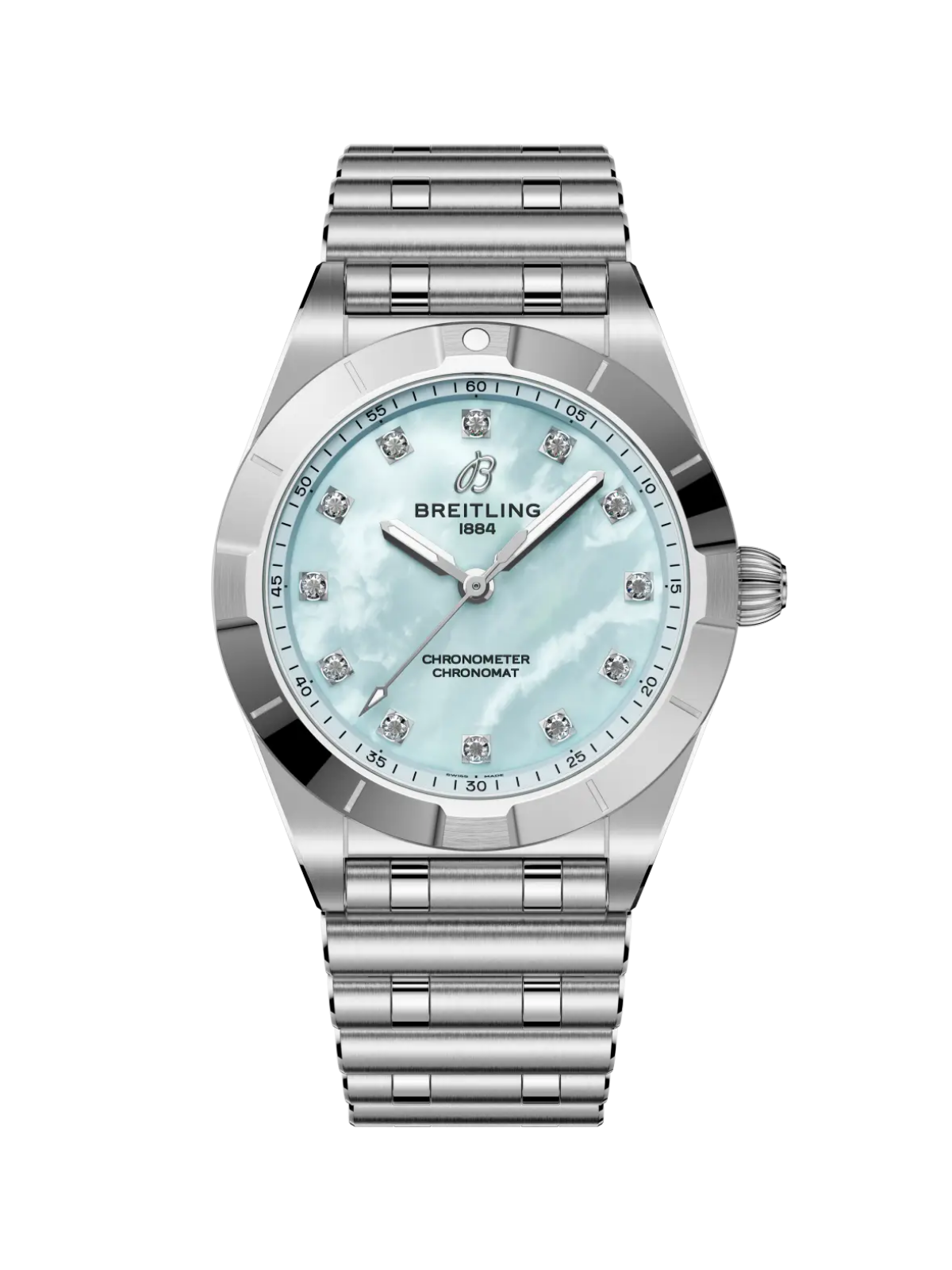 Breitling Chronomat 28 with Steel Bracelet & Blue Mother of Pearl Dial